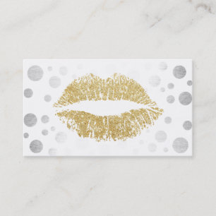 Makeup Artist Gold Glitzer Lips Moderne Silberpunk Visitenkarte
