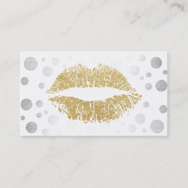 Makeup Artist Gold Glitzer Lips Moderne Silberpunk Visitenkarte (Vorderseite)
