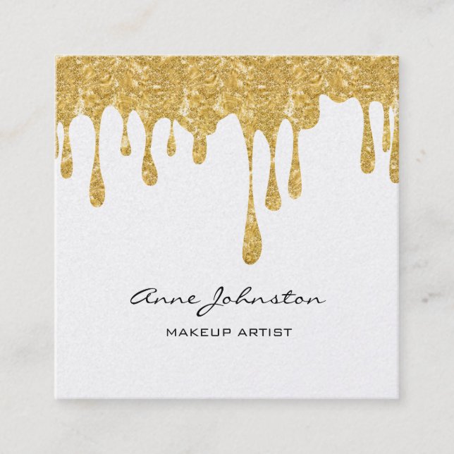 Makeup Artist Gold Glitzer und Sparkle Quadratische Visitenkarte (Vorderseite)