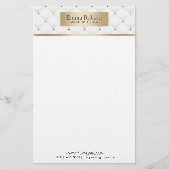 Makeup Artist Gold Label Luxus Quilts Bauty Salon Briefpapier (Vorderseite)