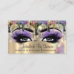 Makeup Artist Gold Lila Lashes Glam Visitenkarte