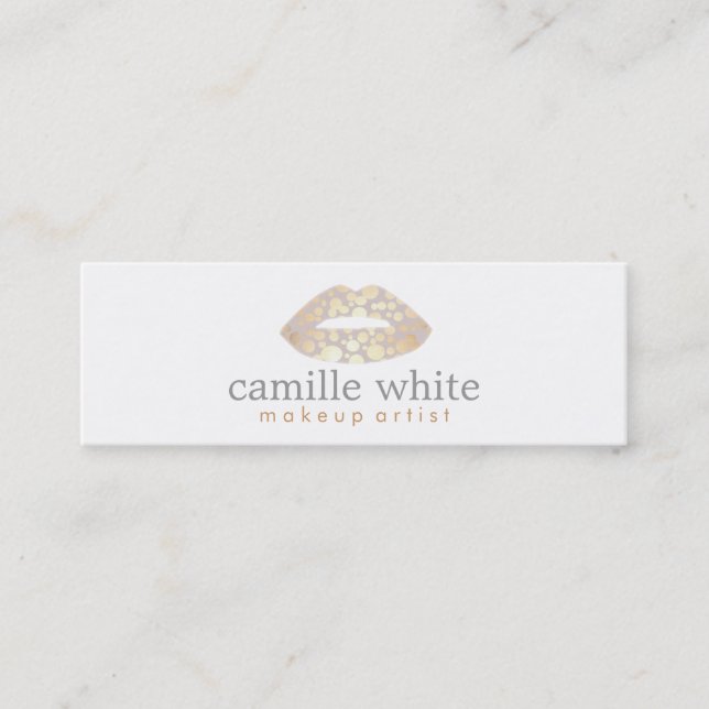 Makeup Artist Gold Lips Mini Visitenkarte (Vorderseite)