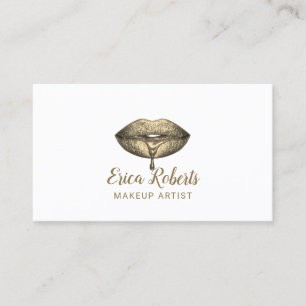 Makeup Artist Gold Lips Minimalistischer Schönheit Visitenkarte