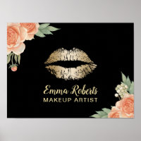 Makeup Artist Gold Lips Vintager Blumensalon