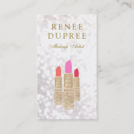 Makeup Artist Gold Lipstick Bokeh Beauty Visitenkarte