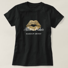 MAKEUP ARTIST Gold Logo Kiss Name T - Shirt