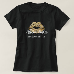 MAKEUP ARTIST Gold Logo Kiss Name T - Shirt