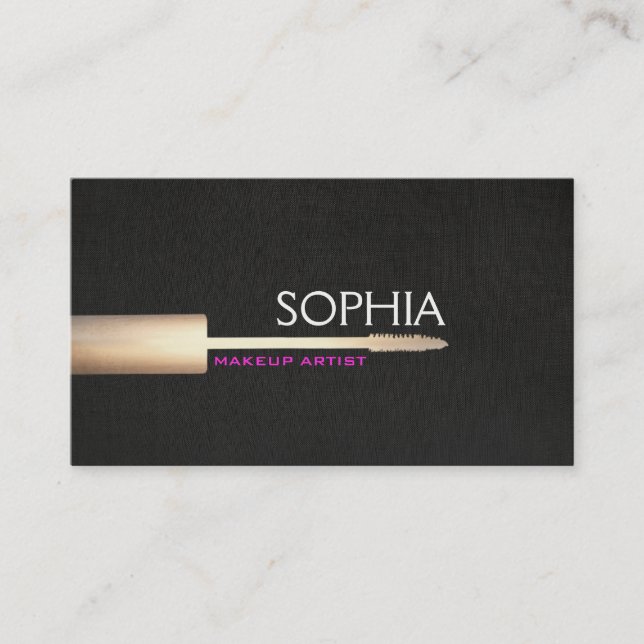 Makeup Artist Gold Mascara Auf Imitaten Schwarze L Visitenkarte (Vorderseite)