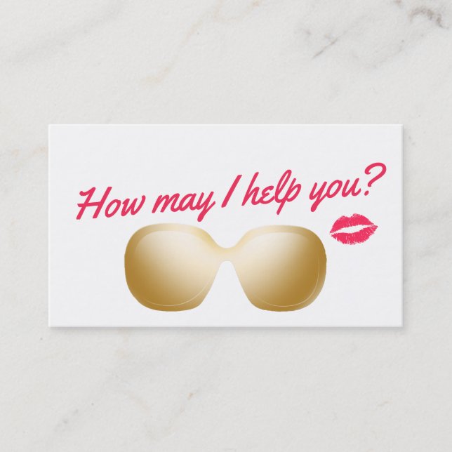 Makeup Artist Gold Sonnenbrille & Red Kiss Visitenkarte (Vorderseite)