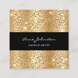 Makeup Artist Gold Sparkle Cheetah Quadratische Visitenkarte