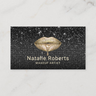Makeup Artist Gold Tropfen Lift Moderner Schwarzer Visitenkarte