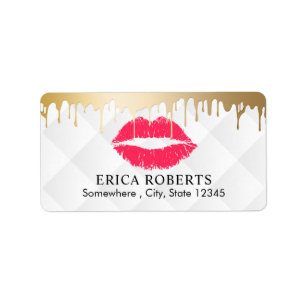 Makeup Artist Gold Tropfens Red Gold Lifts Salon Adressaufkleber