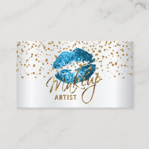 Makeup Artist Golden Confetti & Blue Livio Visitenkarte