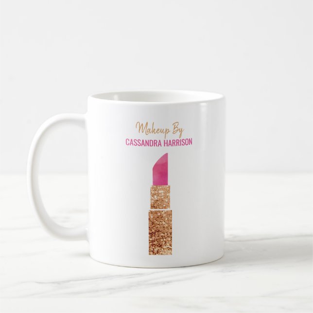 Makeup Artist Goldene Folge Wasserfarben Schönheit Kaffeetasse (Links)