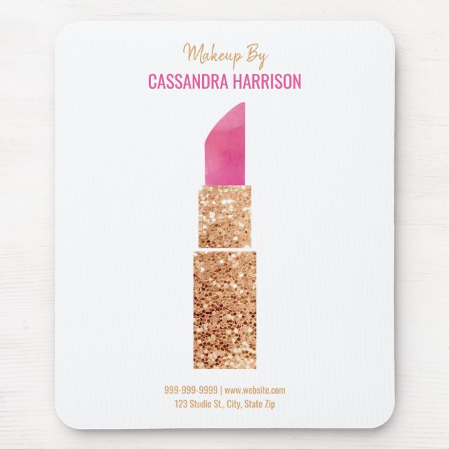 Makeup Artist Goldene Folge Wasserfarben Schönheit Mousepad (Vorne)