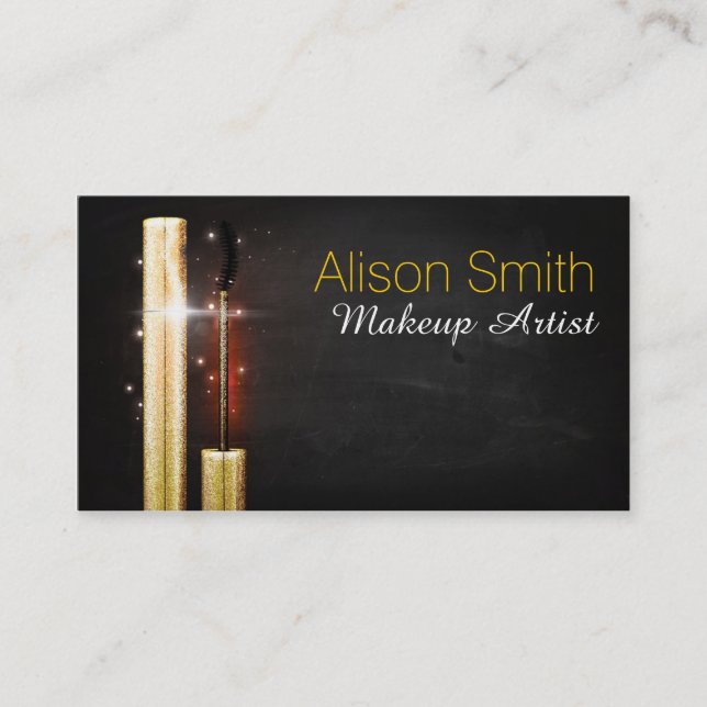 Makeup Artist/Goldener Sparkle Mascara Visitenkarte (Vorderseite)