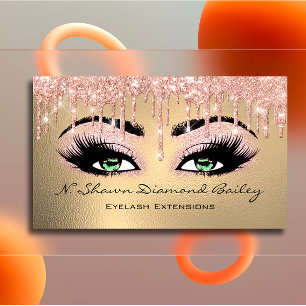Makeup Artist Green Eyelash Rose Gold Visitenkarte