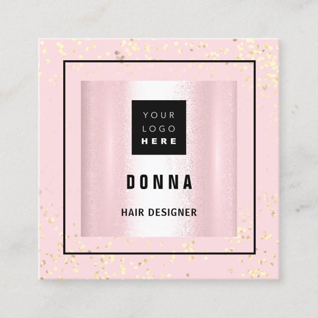 Makeup ARTIST Haair Beauty Pink Logo QR CODE Quadratische Visitenkarte (Vorderseite)