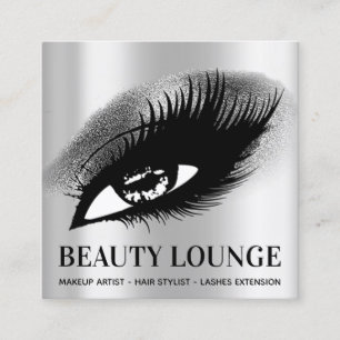 Makeup Artist Hair Eyelash Beruflich Grau Silve Quadratische Visitenkarte