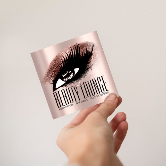 Makeup Artist Hair Eyelash Lux Rose Beruflich Quadratische Visitenkarte (Makeup Artist Hair Eyelash Lux Rose Professional Square Business Card)