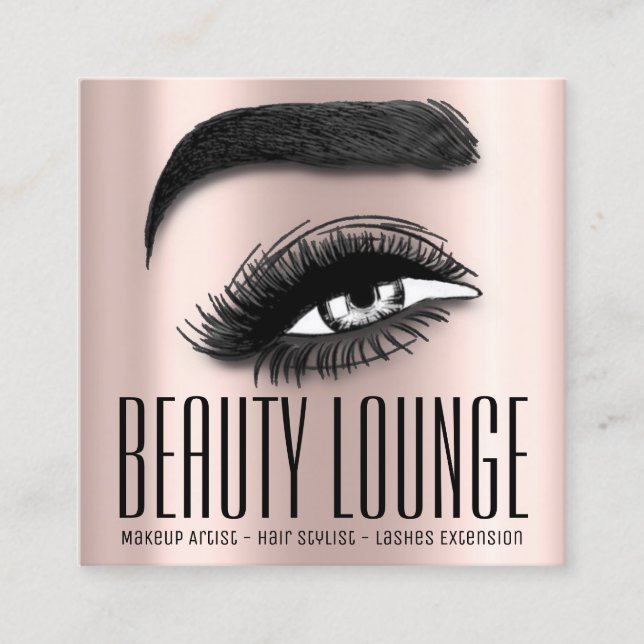 Makeup Artist Hair Eyelash Lux Rose QR CODE Quadratische Visitenkarte (Vorderseite)