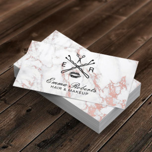 Makeup Artist Hair Salon Beauty Logo Trendy Marmor Visitenkarte