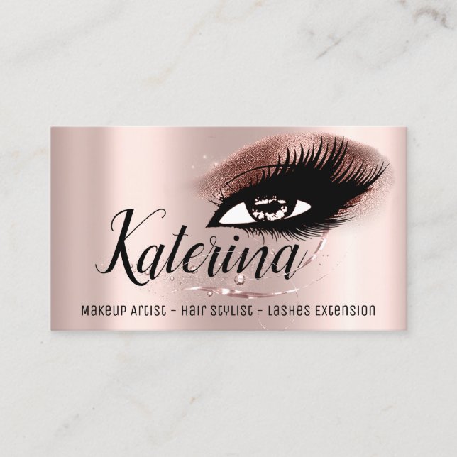 Makeup Artist Hair Salon Eyelash Rose Diamond Visitenkarte (Vorderseite)