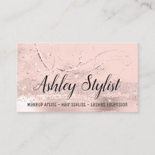 Makeup Artist Hair Salon Eyelash Schere Rose Visitenkarte