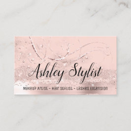 Makeup Artist Hair Salon Eyelash Scheren Rose Visitenkarte