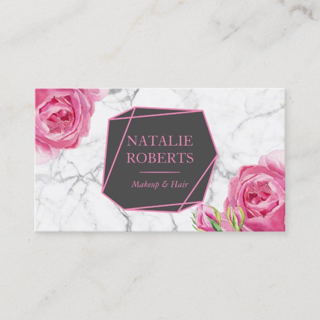 Makeup Artist Hair Salon Geometrisches florales Ma Visitenkarte (Vorderseite)
