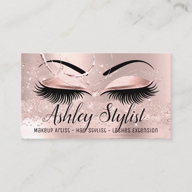 Makeup Artist Hair Salon Lash Extension Rose Brow Visitenkarte (Vorderseite)
