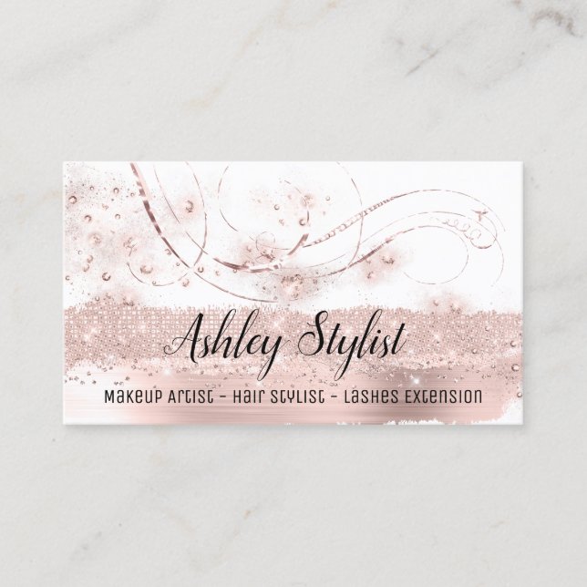Makeup Artist Hair Salon Lash Extension Rose Whit Visitenkarte (Vorderseite)