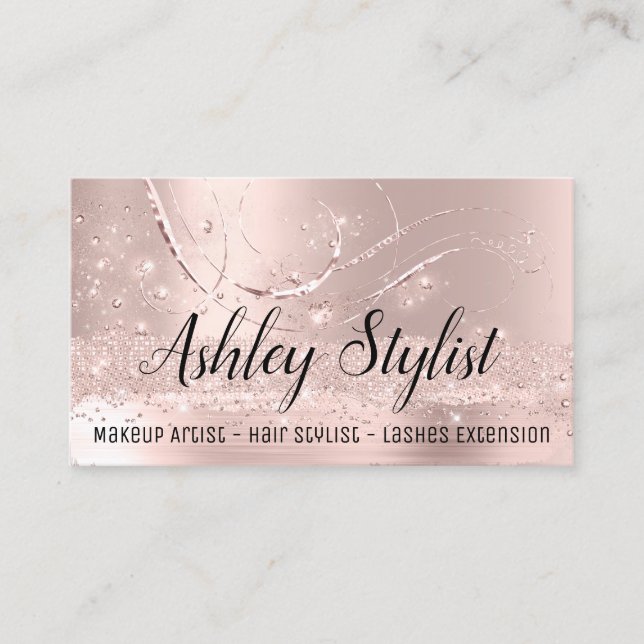 Makeup Artist Hair Salon Lash Extensions Rose Visitenkarte (Vorderseite)