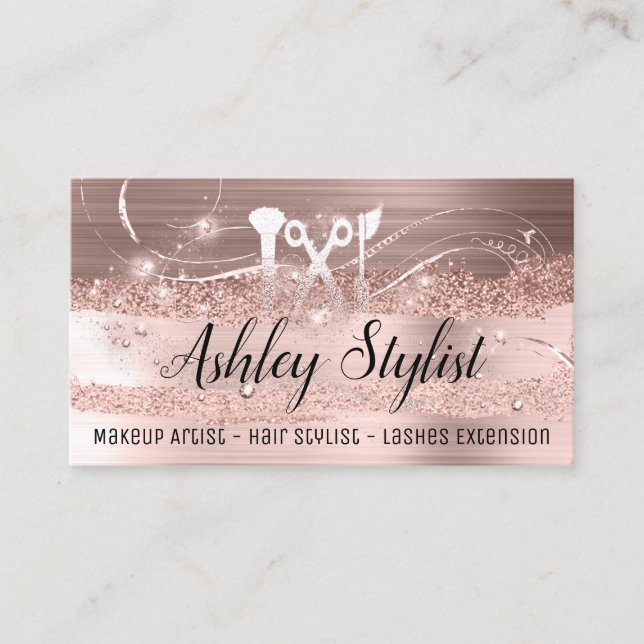 Makeup Artist Hair Salon Lash Logo Eyelash Rose Visitenkarte (Vorderseite)