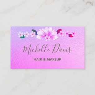 Makeup Artist Hair Salon Pink Floral Visitenkarte