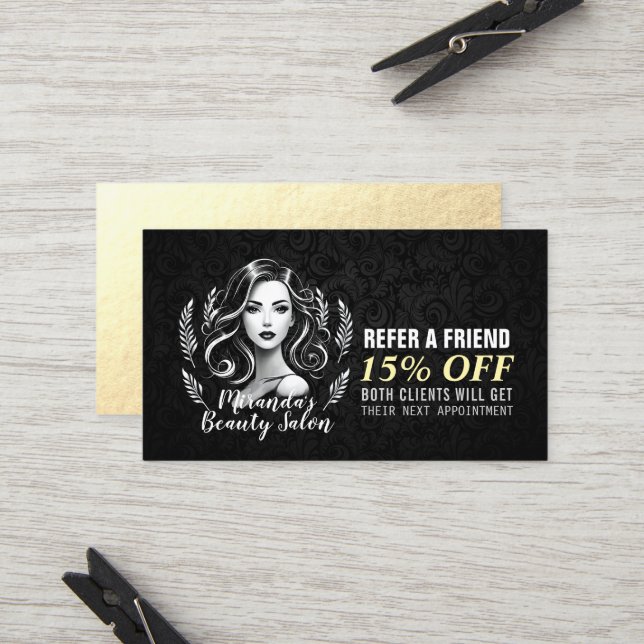 Makeup Artist Hair Stylist Beauty Salon Lash Brows Empfehlungskarte (Vorderseite/Rückseite Beispiel)