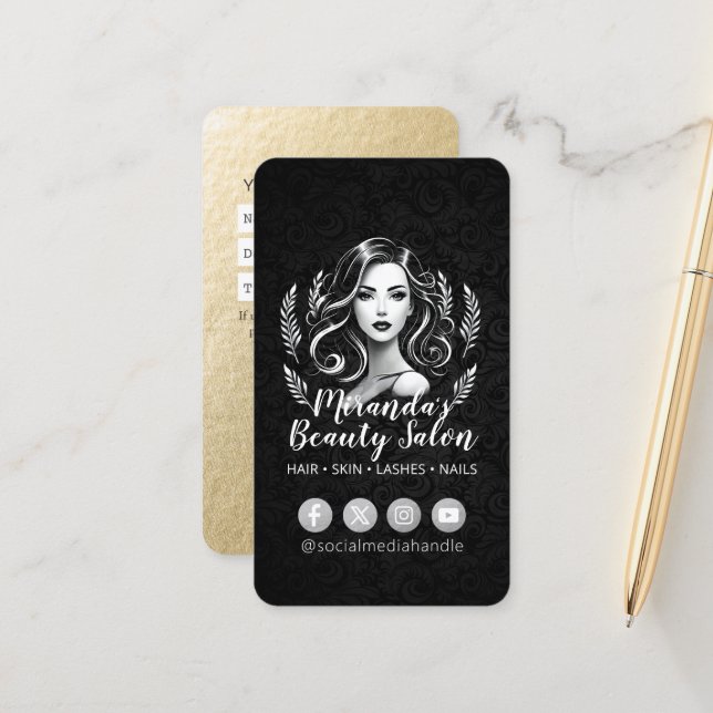 Makeup Artist Hair Stylist Beauty Salon Lash Brows Terminkarte (Vorderseite/Rückseite Beispiel)