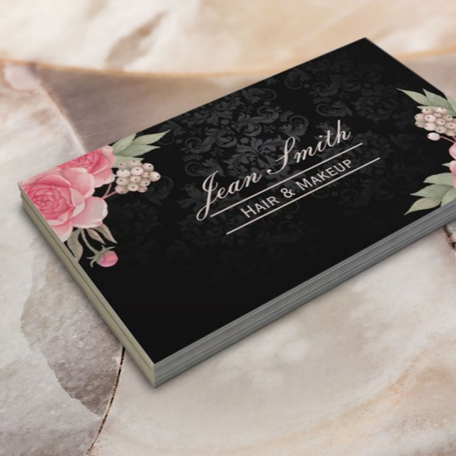 Makeup Artist Hair Stylist Elegantes Flora Damasku Visitenkarte (Von Creator hochgeladen)