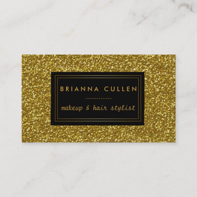 Makeup Artist Hair Stylist Funky Gold Glitzer Visitenkarte (Vorderseite)