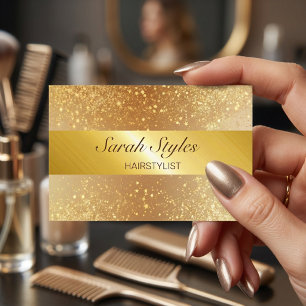 Makeup Artist Hair Stylist Glam Gold Glitzer Stars Visitenkarte