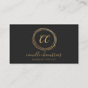 Makeup Artist Hair Stylist Gold Black Minimalistis Visitenkarte