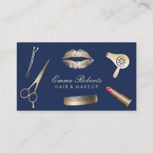 Makeup Artist Hair Stylist Modern Navy Blau Visitenkarte