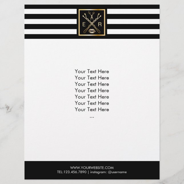 Makeup Artist Hair Stylist Modern Stripes Salon Flyer (Vorne)
