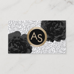 Makeup Artist Hair Stylist Moderne Monogram Floral Visitenkarte