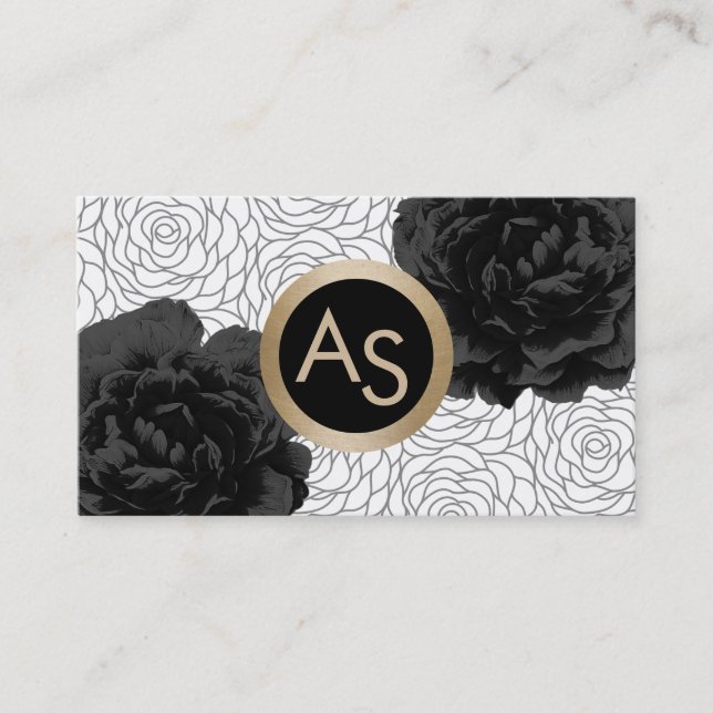Makeup Artist Hair Stylist Moderne Monogram Floral Visitenkarte (Vorderseite)