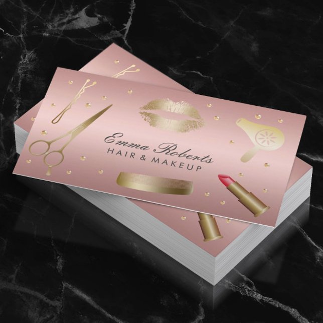 Makeup Artist Hair Stylist Moderne Rose Salon Visitenkarte (Von Creator hochgeladen)