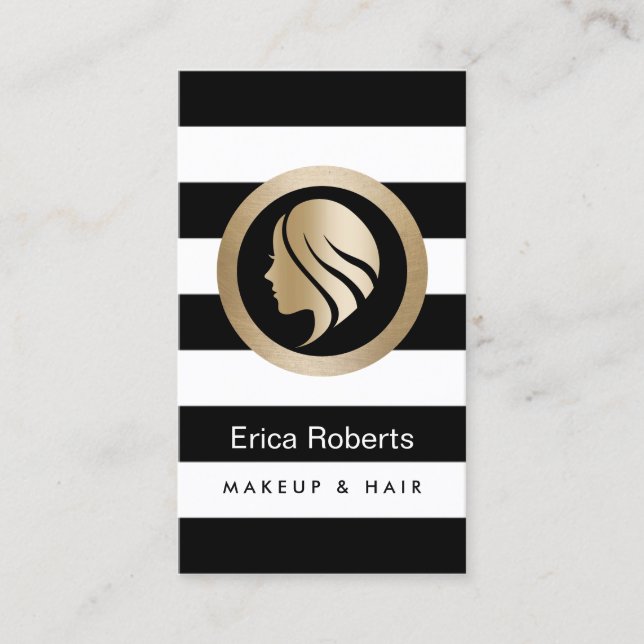 Makeup Artist Hair Stylist Modernes Gold Girl Icon Visitenkarte (Vorderseite)