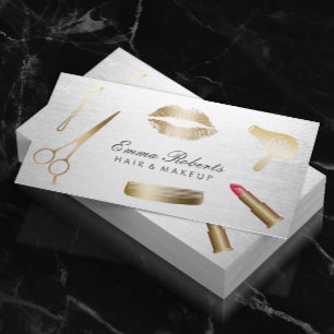 Makeup Artist Hair Stylist Modernes Gold & Silber Visitenkarte