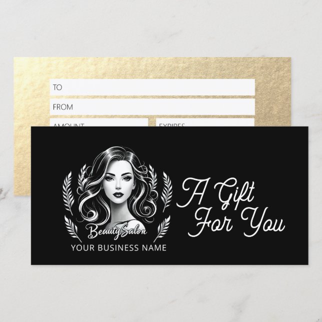 Makeup Artist Hair Stylist Modernes Schwarz-weißes (Vorne/Hinten)