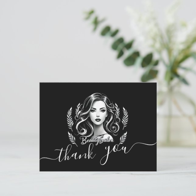 Makeup Artist Hair Stylist Modernes Schwarz-weißes Postkarte (Stehend Vorderseite)